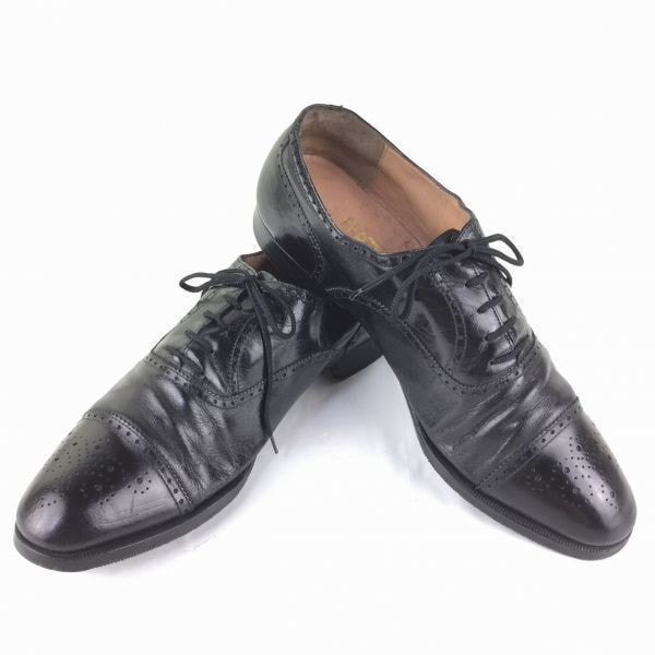 試着交換OK!サルヴァトーレフェラガモ セミブローグ ビジネスシューズ〈黒/BLACK/ブラック〉size10D 27.5-28.0/メンズ//men's 菅NO.メZC-41