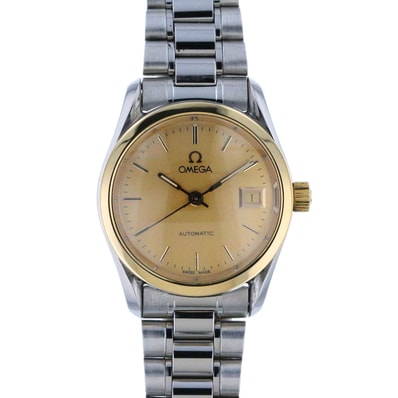 OMEGA オメガ クラシック デイト 自動巻き 18K ゴールド SS 26mm 腕時計 3371.20 ステンレススチール イエローゴールド シルバー 自動巻き レディース【中古】