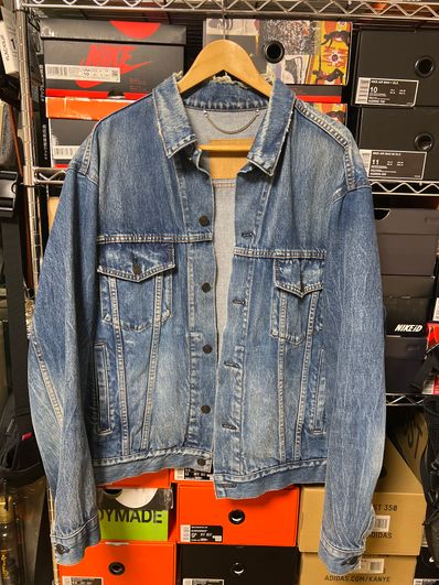 BALENCIAGA 18SS Back Logo Clash Denim Jacket "Blue"