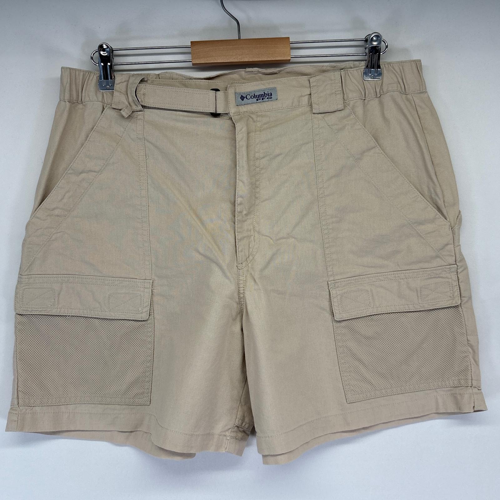 古着 コロンビア Columbia ショートパンツ PFG フィッシング ハーフ カーゴ ワンポイント アウトドア L ベージュ系 メンズ
