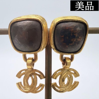 【美品】CHANEL Pre-Owned シャネル ココマーク カラーストーン イヤリング ゴールドレディース アクセサリー