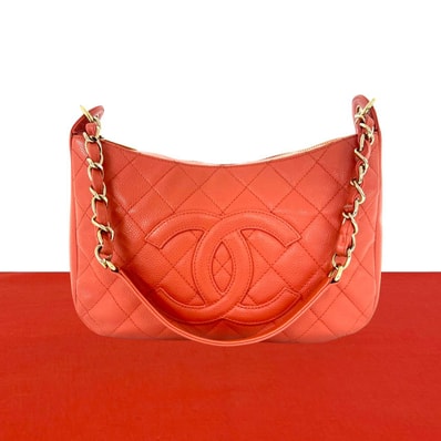 CHANEL シャネル マトラッセ ココマーク キャビアスキン ショルダーバッグ ピンク
21321