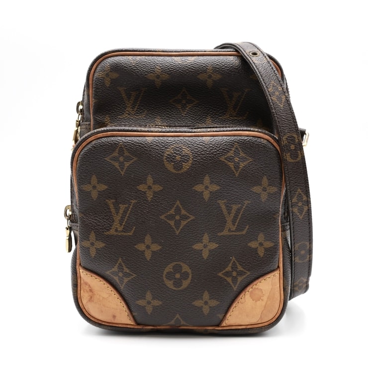 LOUIS VUITTON(ルイ・ヴィトン)アマゾン ヴィンテージ ショルダーバッグ モノグラム ブラウン ヌメ革 ゴールド金具 斜め掛け レディース【中古】