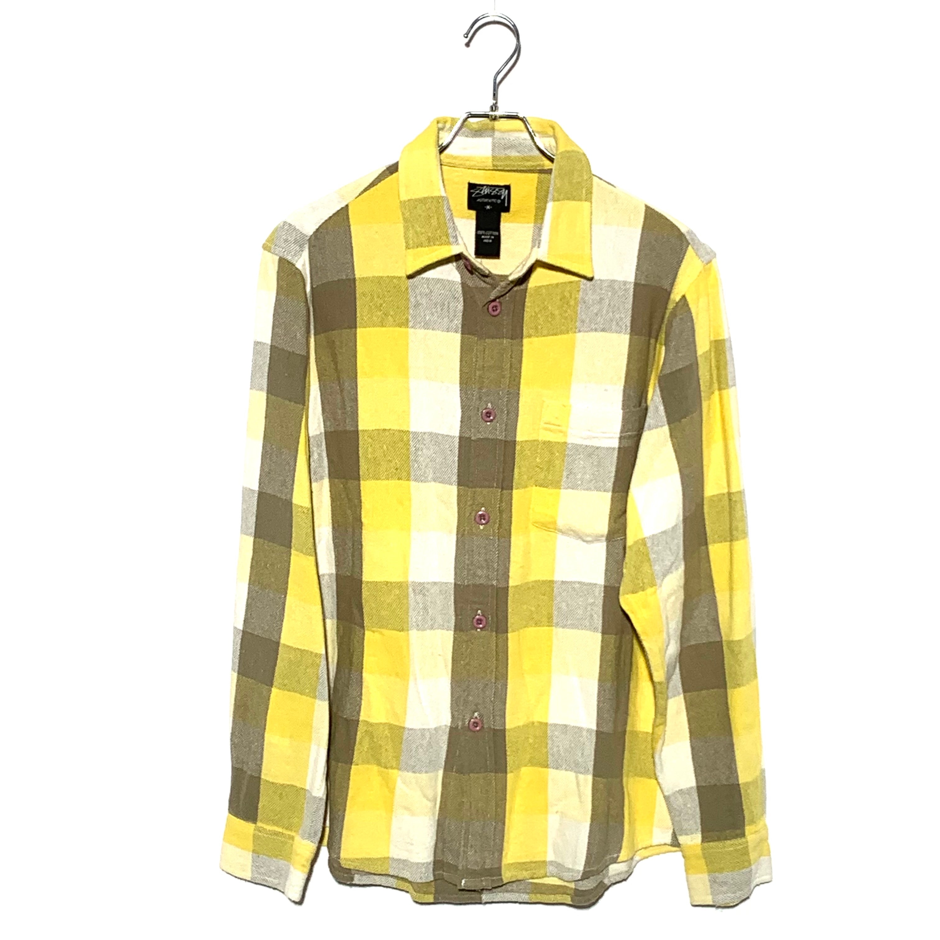 STUSSY Old flannel shirt yellow×White