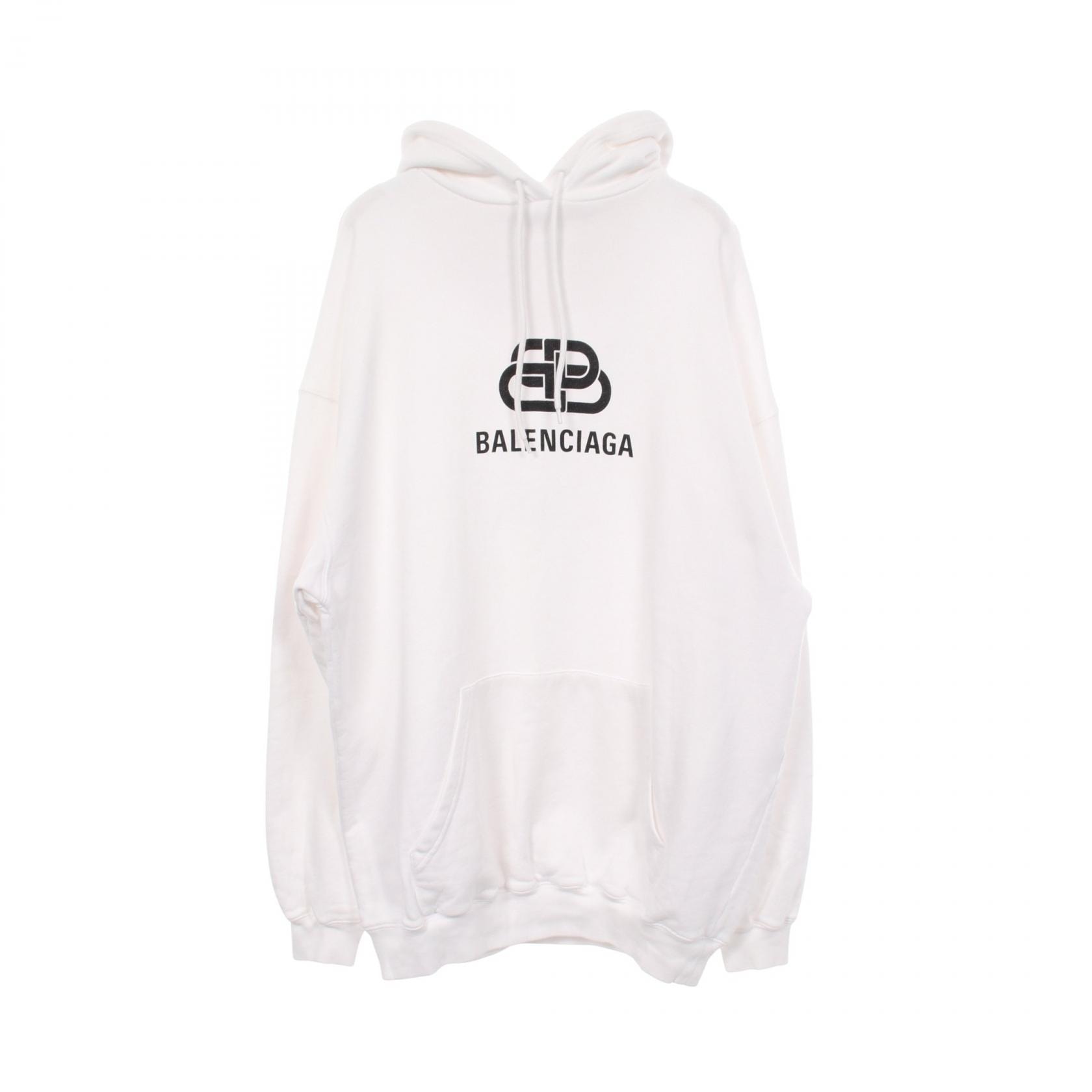 バレンシアガ BALENCIAGA BB ロゴプリント パーカー 衣料品 トップス コットン レディース ホワイト系 【中古】