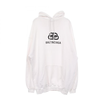 バレンシアガ BALENCIAGA BB ロゴプリント パーカー 衣料品 トップス コットン レディース ホワイト系 【中古】