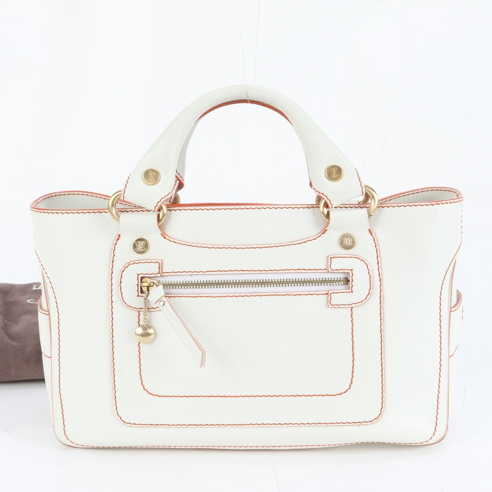 B (目立った傷や汚れなし)】□美品 セリーヌブギー バッグ ホワイト