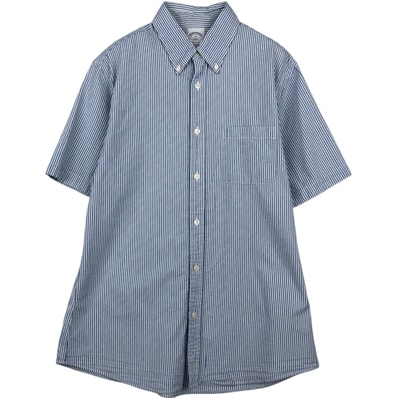 古着 ブルックスブラザーズ Brooks Brothers 1818 REGENT FIT 半袖 ボタンダウン ストライプシャツ メンズM相当/eaa641400