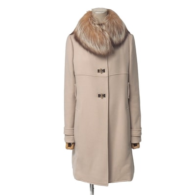 ■美品■Christian Dior クリスチャンディオール コート サイズ40 フォックスファー 表地 : 総カシミヤ ハーフコート フランス製 ブランド古着【中古】RA8919