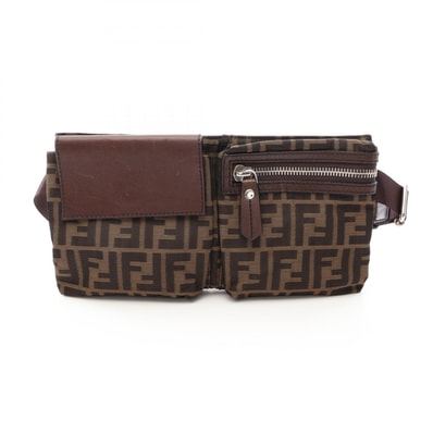 フェンディ FENDI ズッカ ベルトバッグ ウエストバッグ バッグ キャンバス レザー メンズ ブラウン系 7VA280 【中古】