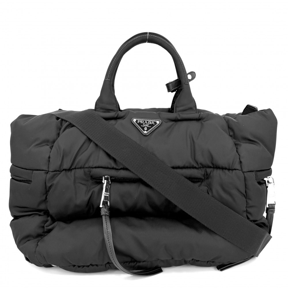 PRADA プラダ 2WAY ボンバー トライアングルロゴ ハンドバッグ ショルダーバッグ 肩掛け 斜め掛け トートバッグ BN2632 ナイロン    ブラック 黒 シルバー金具 レディース【中古品】