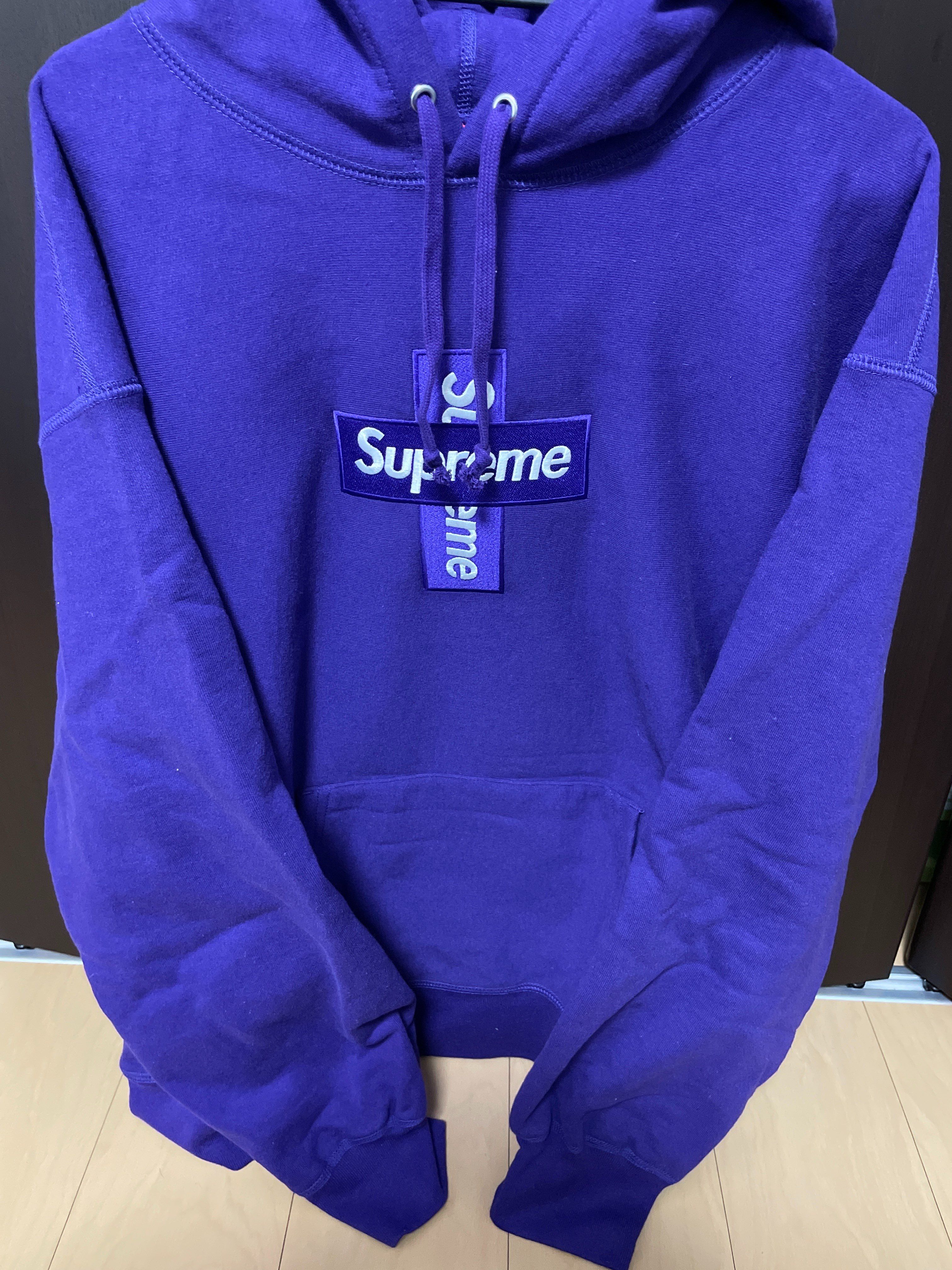 Supreme Cross Box Logo Hooded Sweatshirt "Purple"