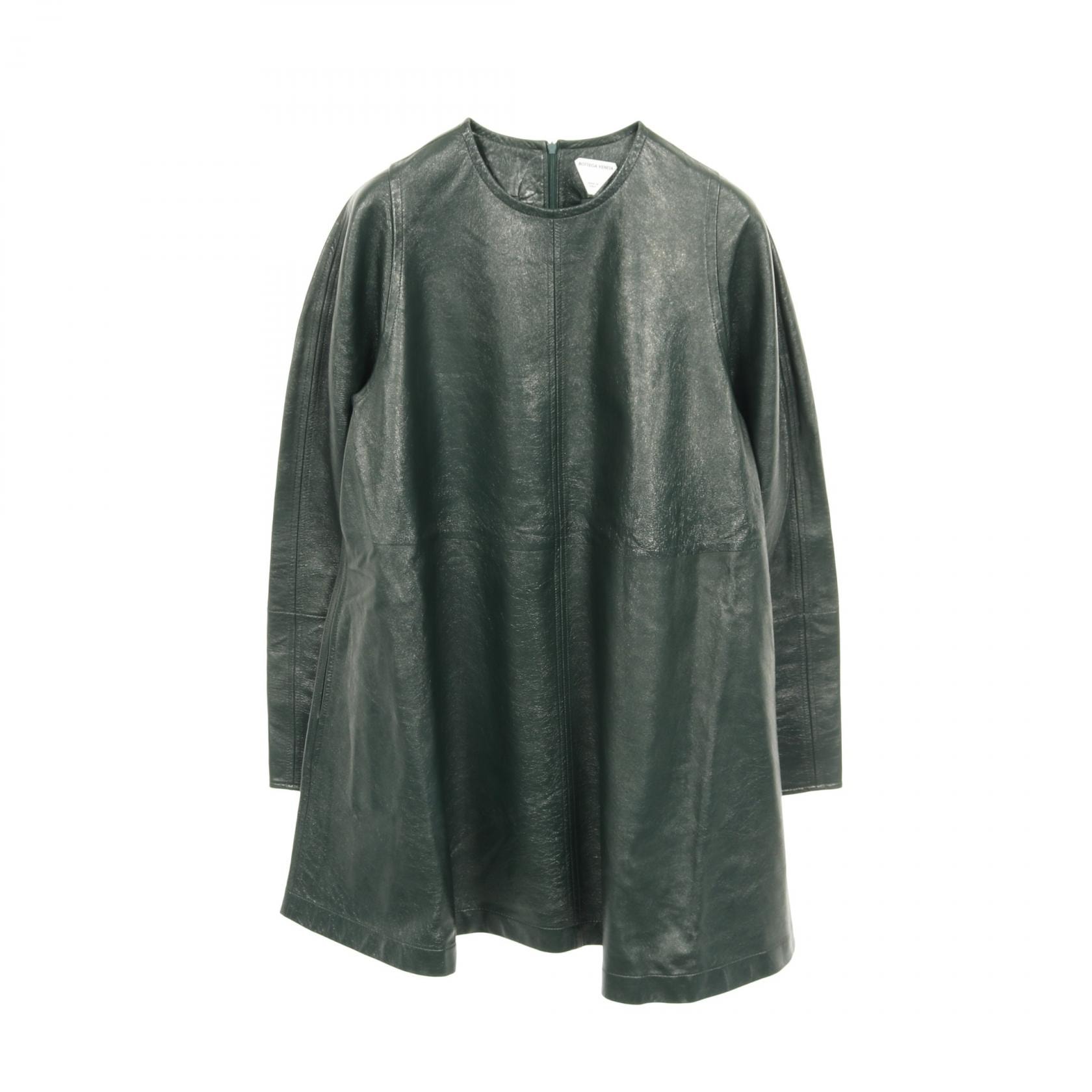 ボッテガヴェネタ BOTTEGA VENETA ワンピース 衣料品 トップス レザー コットン レディース グリーン系 【中古】