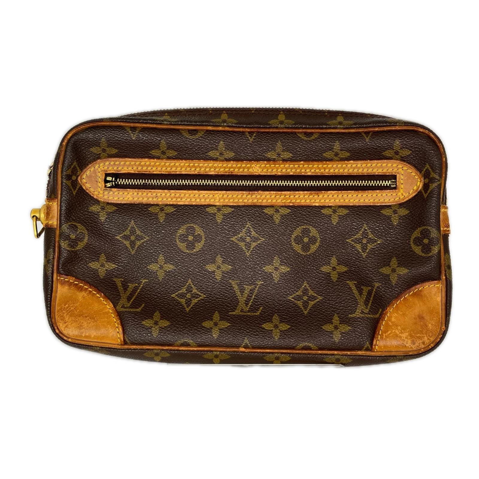 LOUIS VUITTON ルイヴィトン モノグラム マルリードラゴンヌGM セカンドバッグ M51825 ブラウン ジャンク品 ファスナー引手・ストラップ欠品
