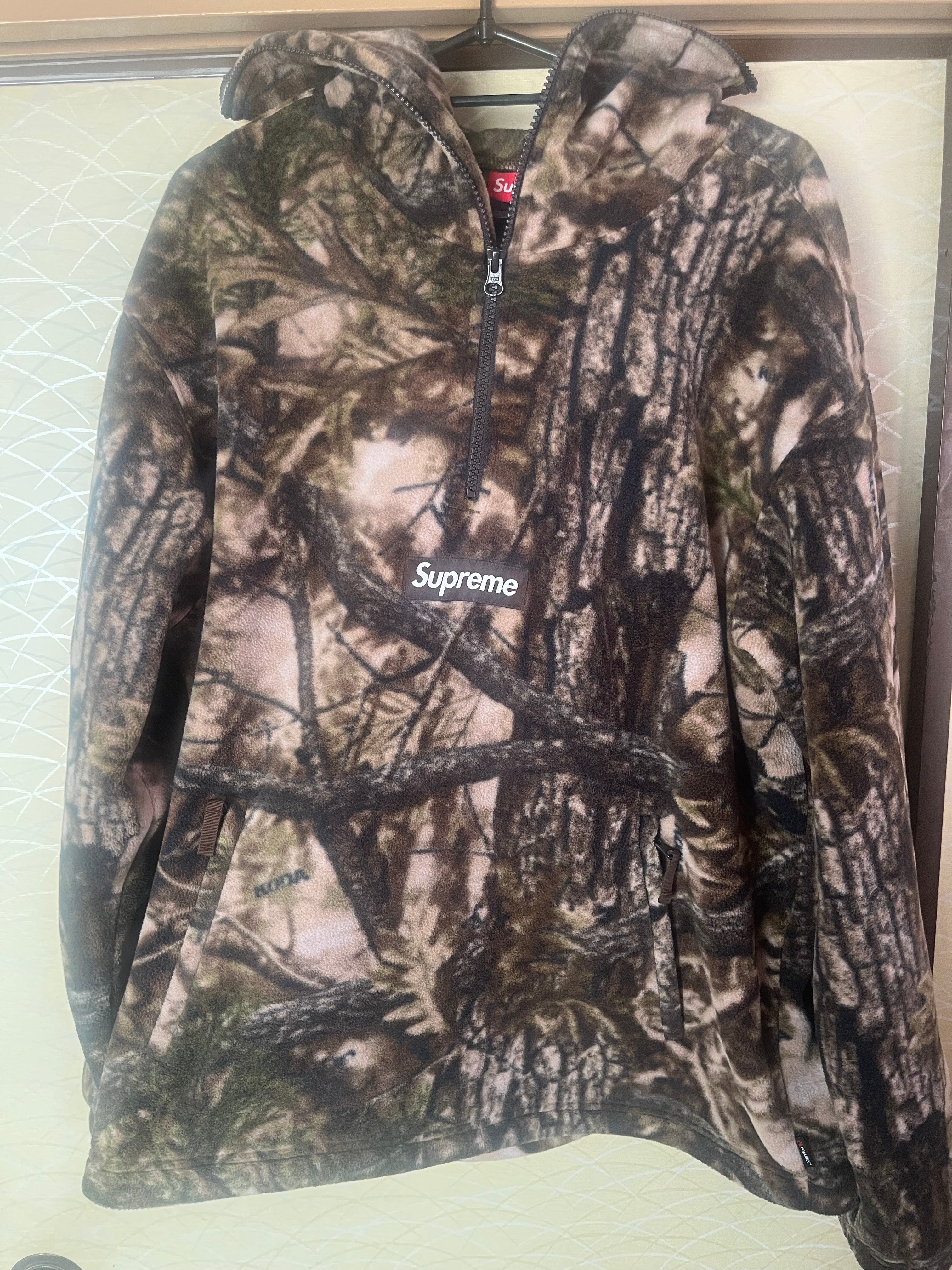 Supreme Polartec Face Mask Half Zip Hooded Sweatshirt "Tree Camo"