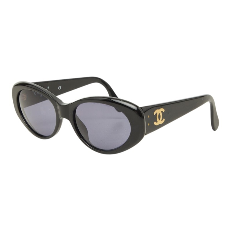 シャネル ココマーク サングラス 05974 94305 ブラック ゴールド アセテート レディース CHANEL 中古