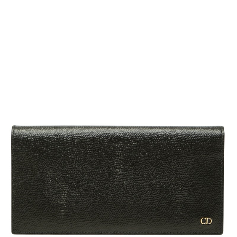 ディオール CDロゴ 長財布 ブラック レザー レディース Dior 中古