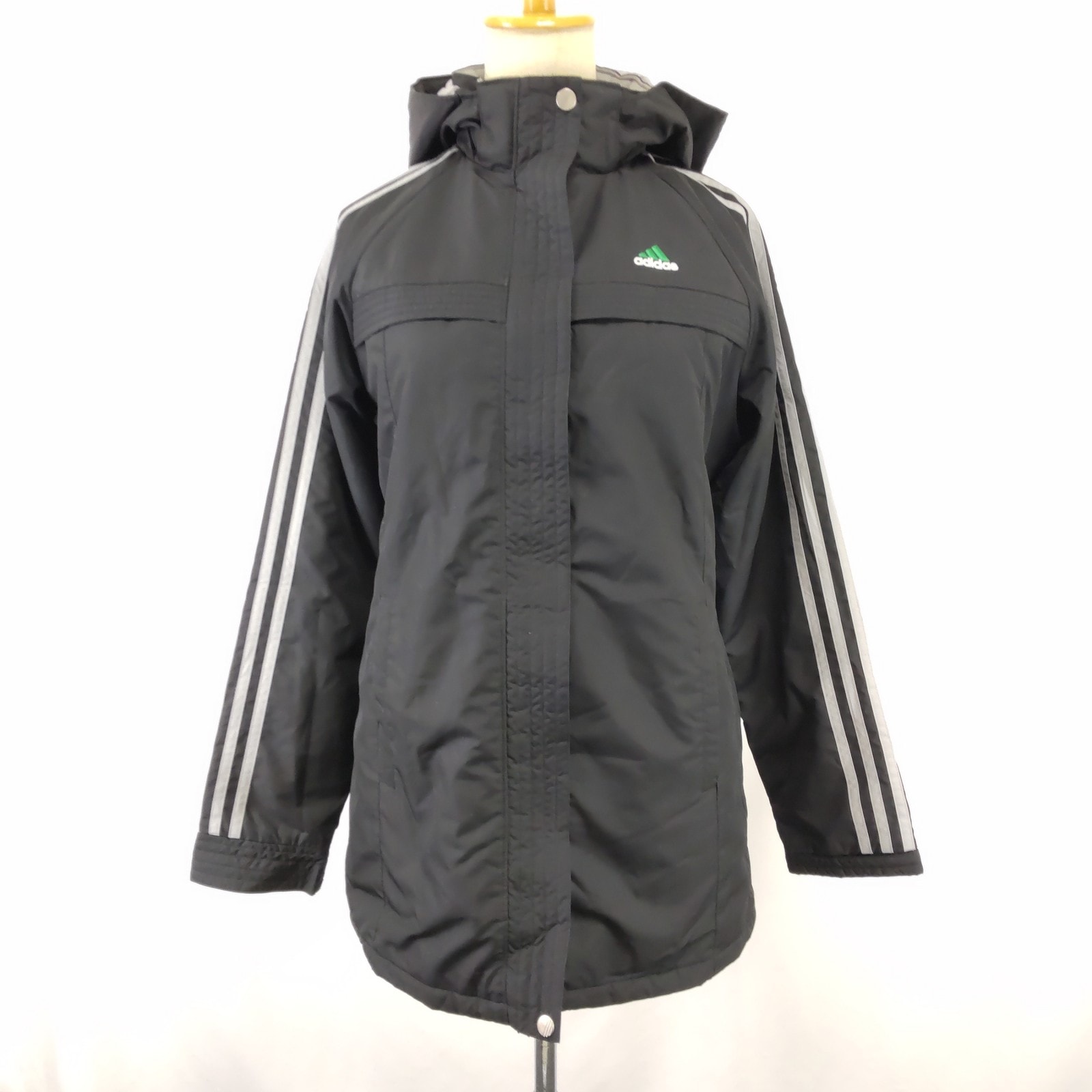 adidas/アディダス★ベンチコート【レディースS/黒/black】着脱可能フード/防寒着/ブルゾン/パーカー/hoodie/jacket◆BJ166-a