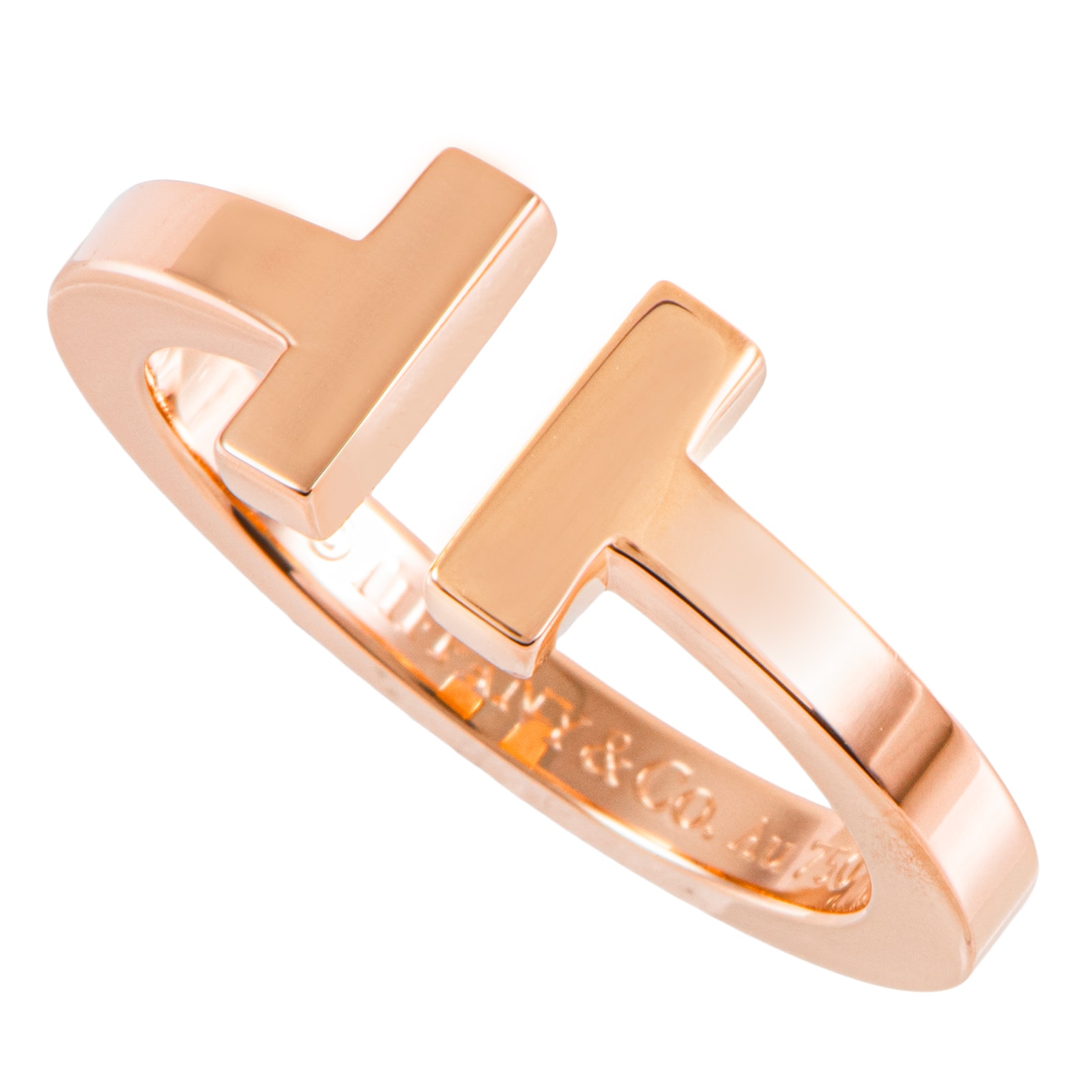 TIFFANY&Co. ティファニー ティファニーT スクエア リング 指輪 14号 K18RG ピンク ゴールド【中古】