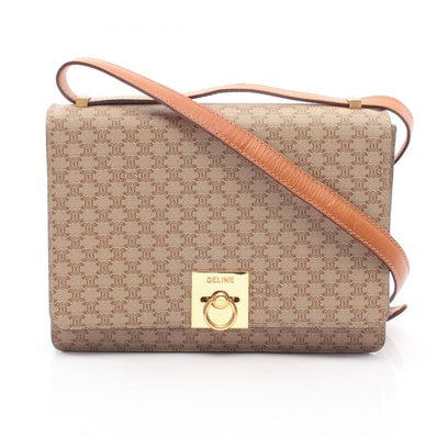 セリーヌ CELINE トリオンフ ショルダーバッグ バッグ PVCコーティングキャンバス レザー レディース ベージュ系 / ブラウン系 【中古】