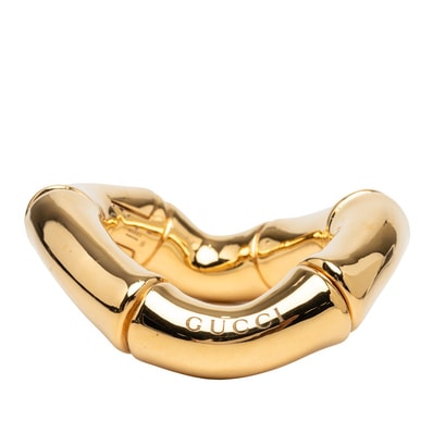 グッチ バンブー カフ ブレスレット サイズM ゴールド メッキ レディース GUCCI 【中古】