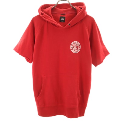 STUSSY ステューシー 半袖 スウェットパーカー M レッド