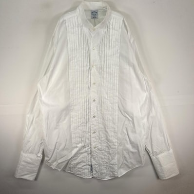 古着 ブルックスブラザーズ Brooks Brothers 長袖シャツ プリーツ ドレスシャツ XL ホワイト系 無地 メンズ