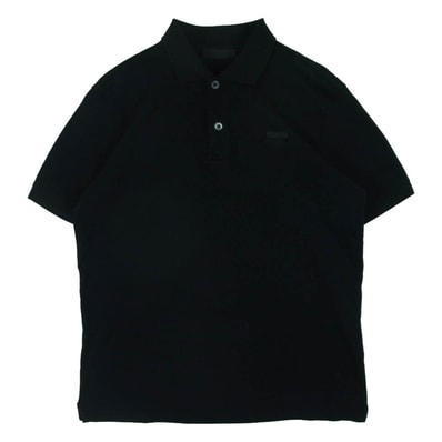 PRADA プラダ UJN444 2017 PIQUET 三角ロゴ ピケ 半袖 ポロシャツ コットン ルーマニア製 ブラック系 XS【中古】