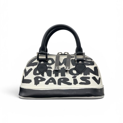 LOUIS VUITTON 希少 美品 ルイヴィトン グラフィティ アルマPM ハンドバッグ M92177 レザー BA0041 ブラック ホワイト ミニバッグ Y2K LV ヴィトン ABランク 中古 鑑定済