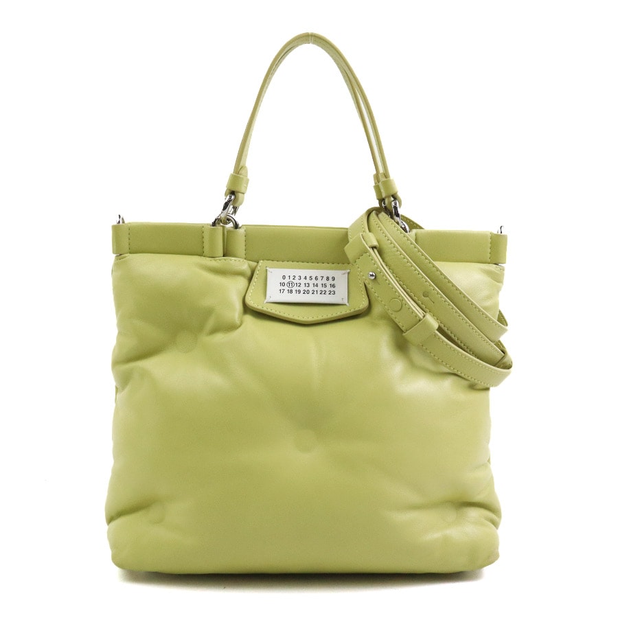 メゾンマルジェラ Maison Margiela ハンドバッグ ショルダーバッグ グラムスラム レザー イエローグリーン レディース【中古】 h30369j