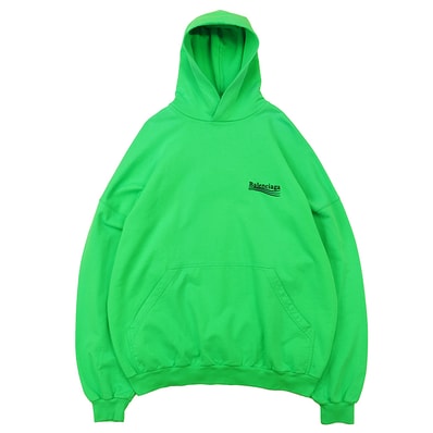 【未使用】BALENCIAGA バレンシアガ スウェット サイズ 2 メンズ レディース ユニセックス ロゴ エンブロイダリー 刺繍 カンガルーポケット パーカー フーディー プルオーバー トップス ライトグリーン 緑 ポルトガル製