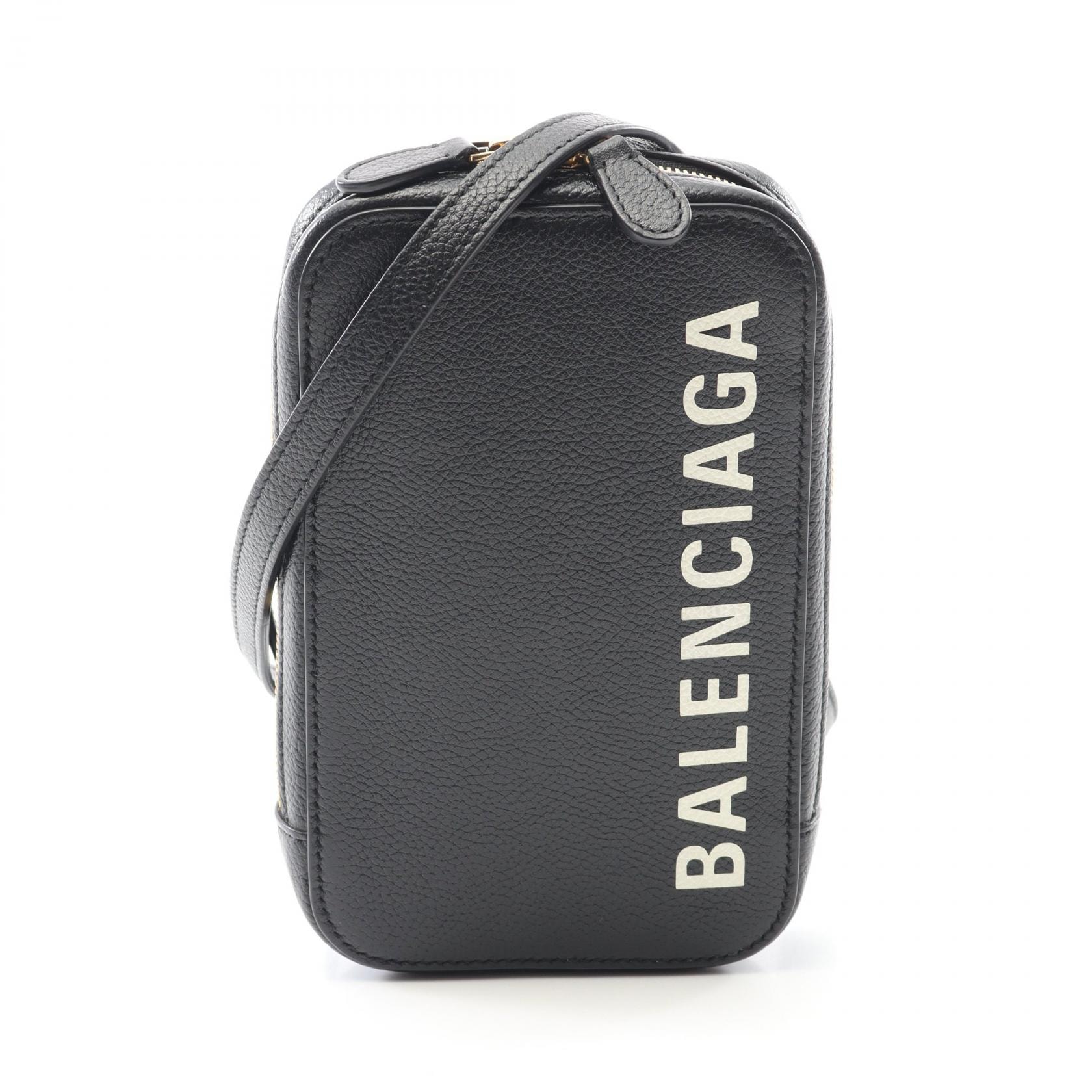 バレンシアガ BALENCIAGA CASH ZIP PHONE HOLDER ショルダーバッグ バッグ レザー メンズ レディース ブラック系 618189 【中古】
