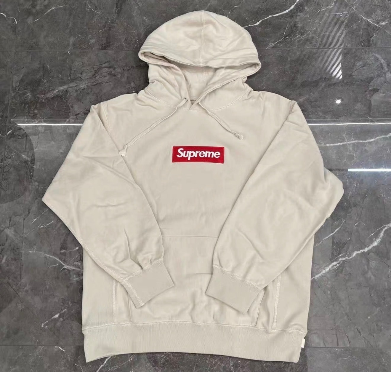 Supreme Box Logo Hooded Sweatshirt "Stone" (24FW)