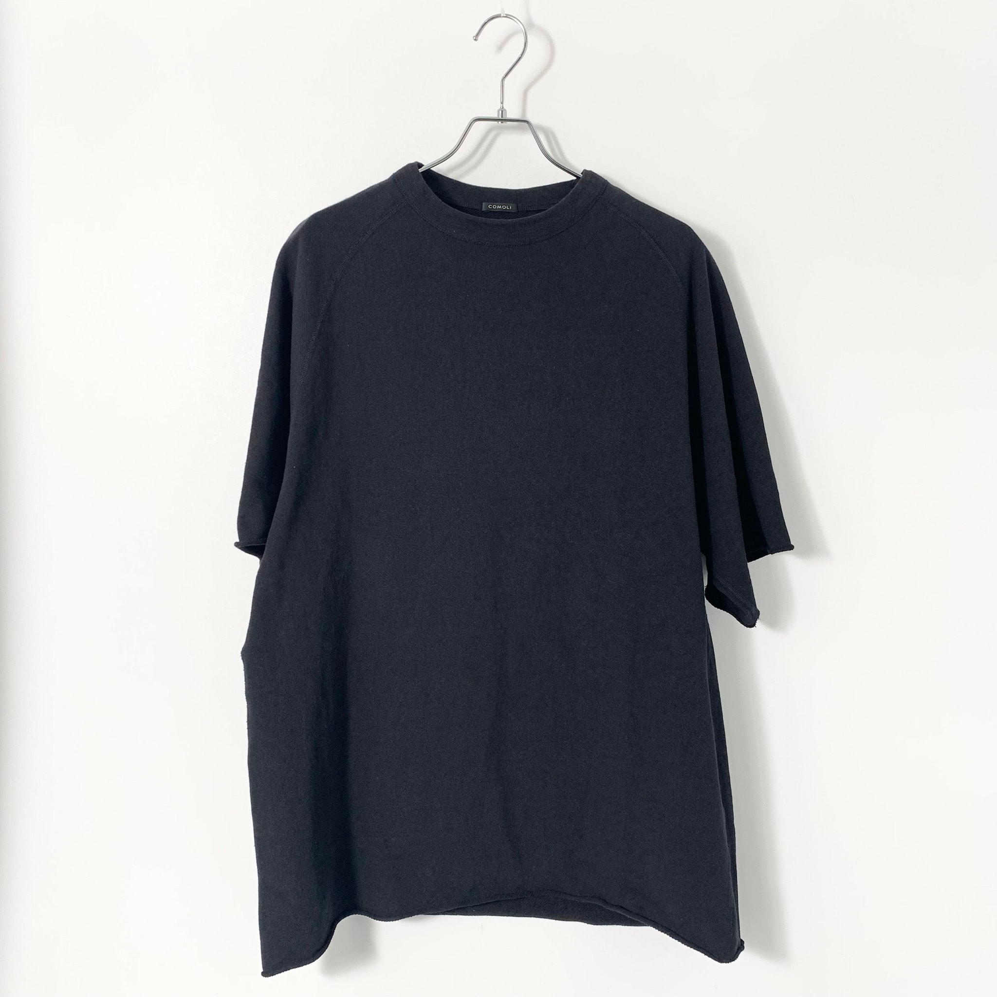 COMOLI LW Cotton French Terry S/S Crew "Black"