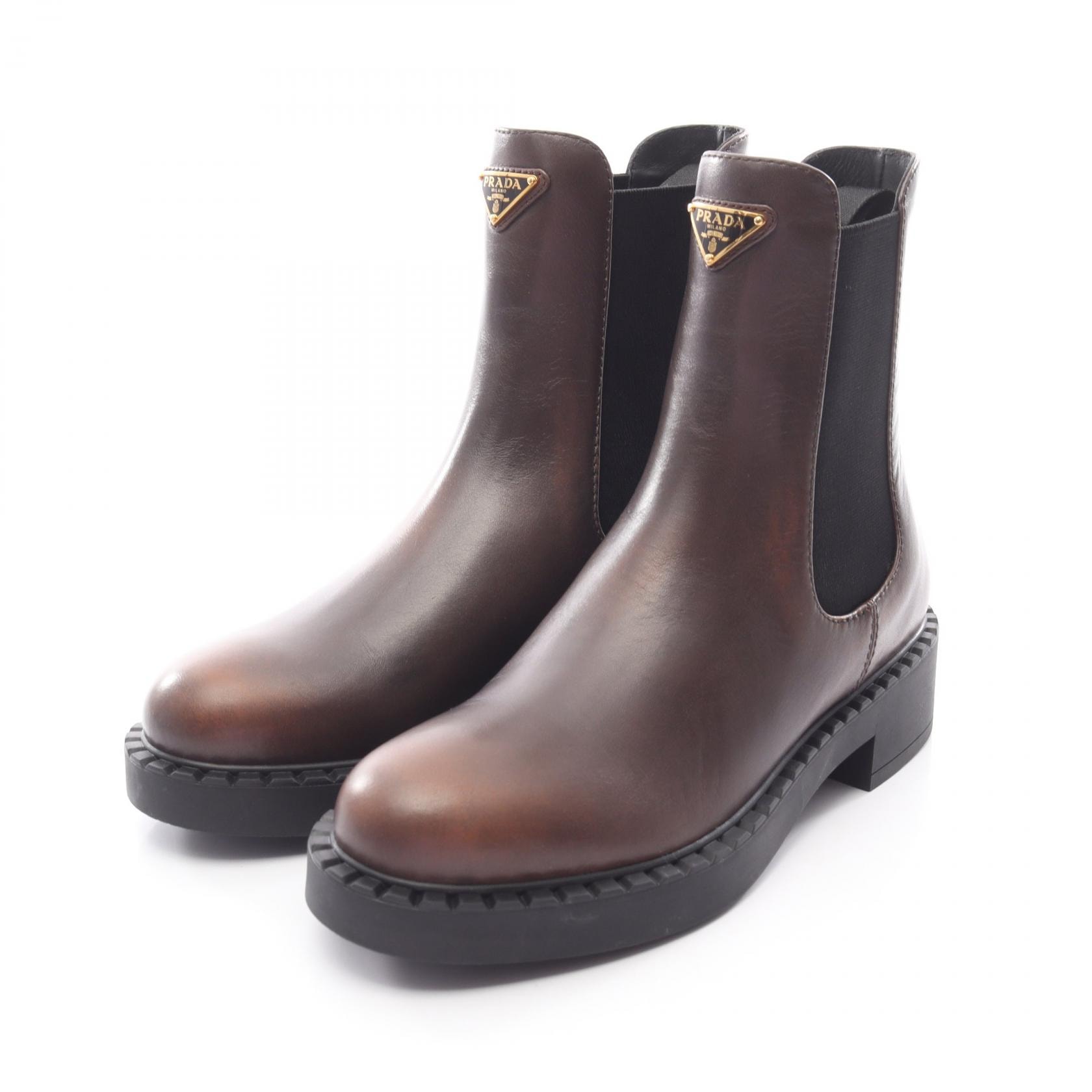 プラダ PRADA チェルシー ブーツ 靴 レザー レディース ブラウン系 【中古】
