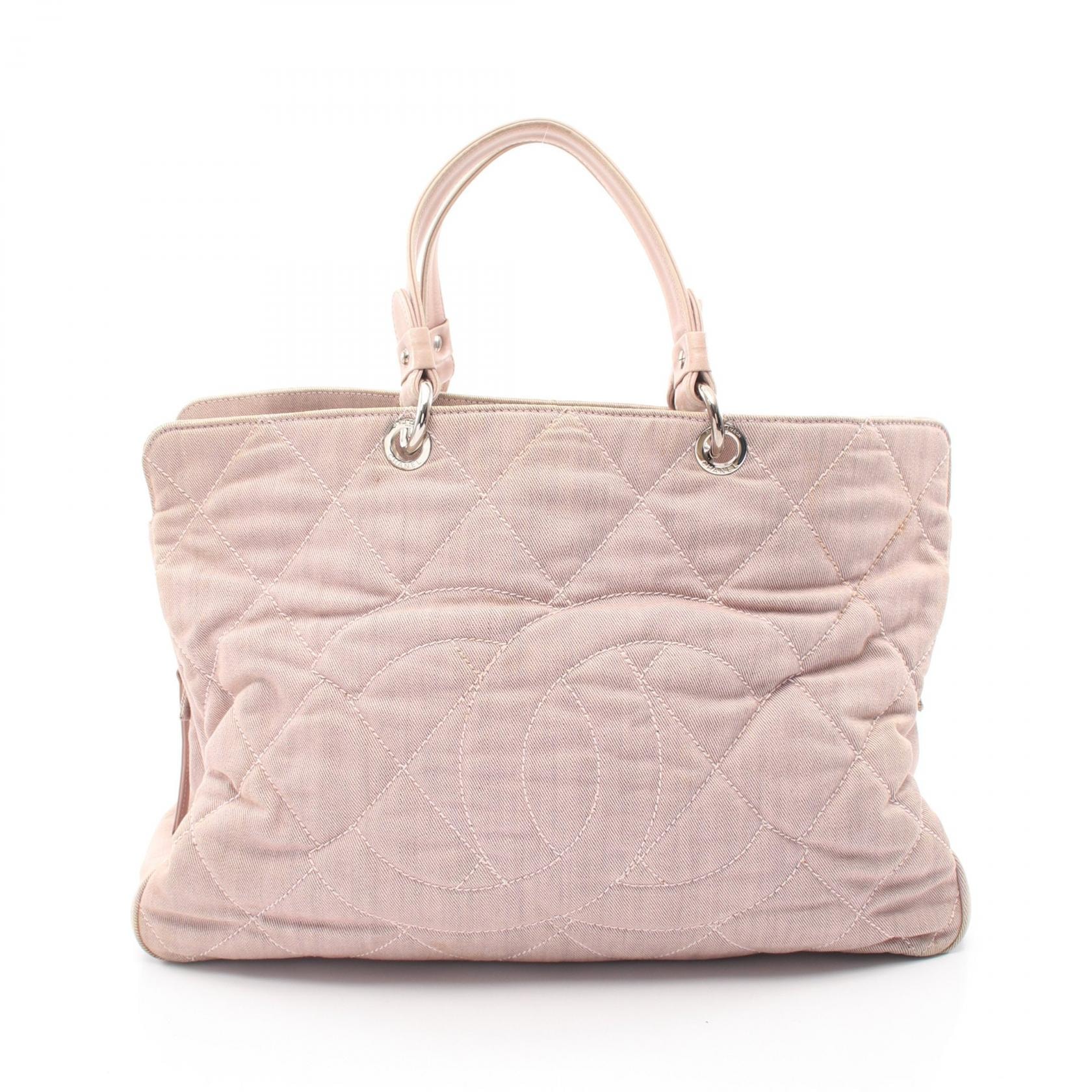 シャネル CHANEL ココマーク トートバッグ バッグ キャンバス レザー レディース ピンク系 【中古】