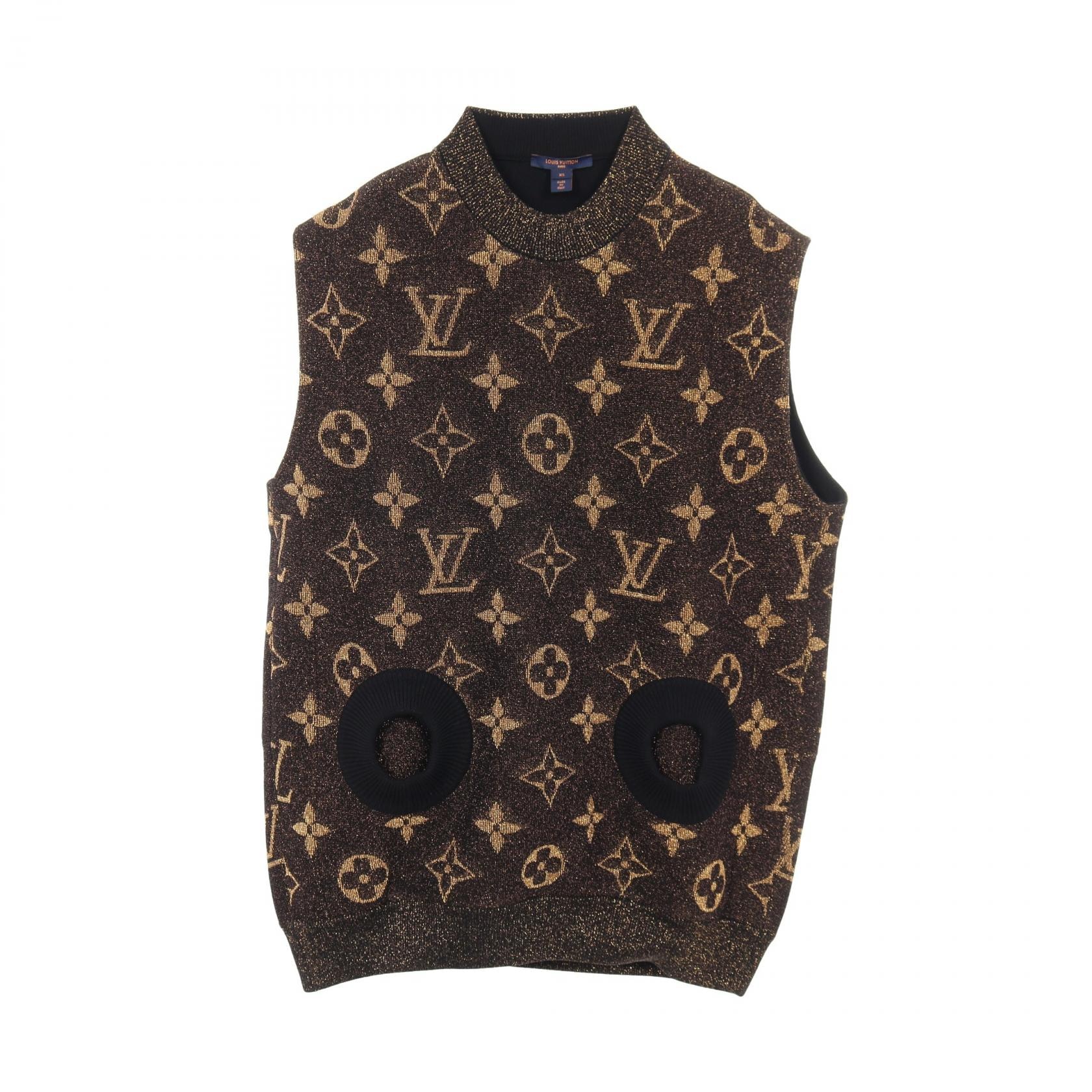 ルイ・ヴィトン LOUIS VUITTON モノグラム ベスト ニット 衣料品 トップス ウール ナイロン レディース ブラック系 / ゴールド系 RW221W IS5 FMKW01 【中古】