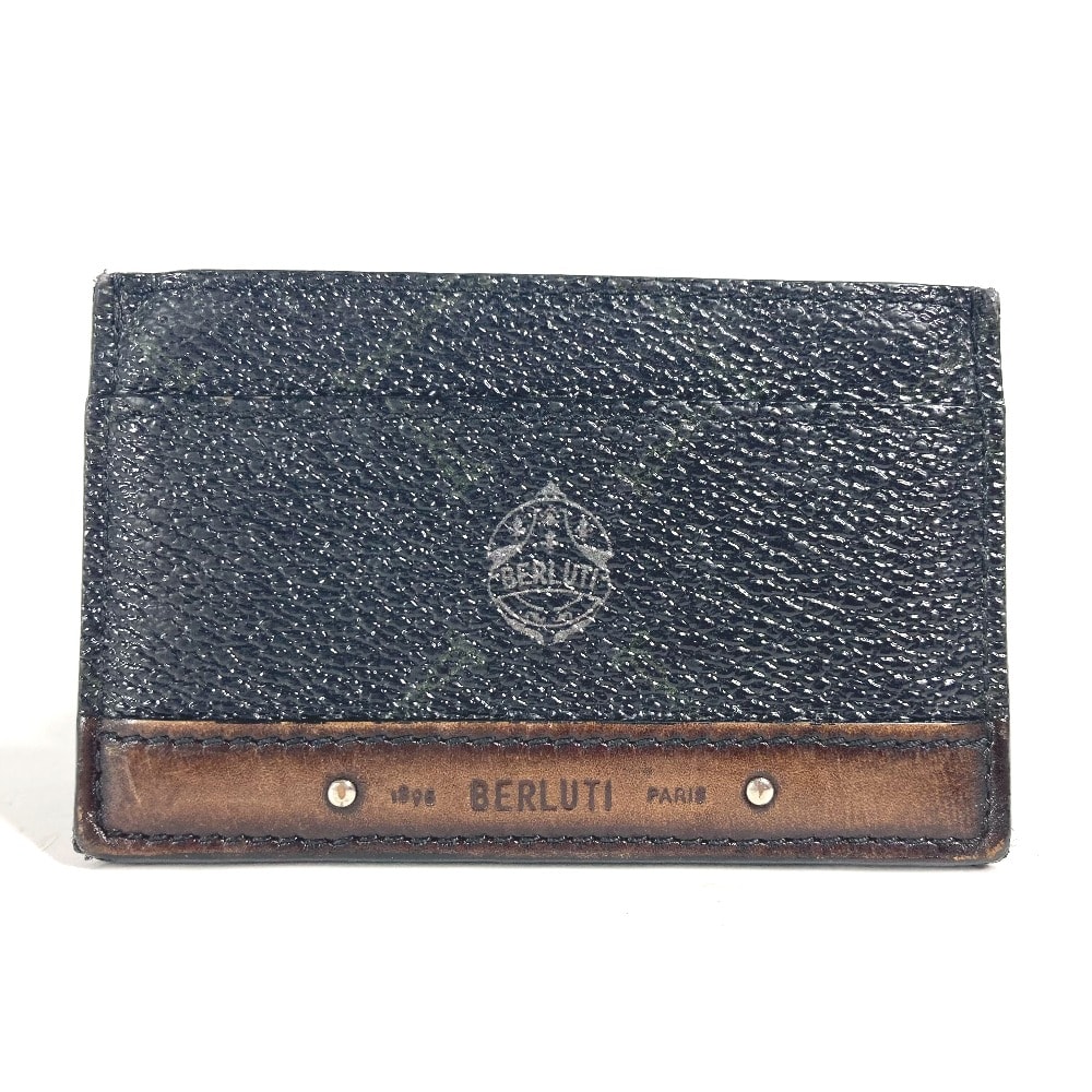 ベルルッティ Berluti ロゴ 名刺入れ パスケース カードケース レザー/PVC ブラック