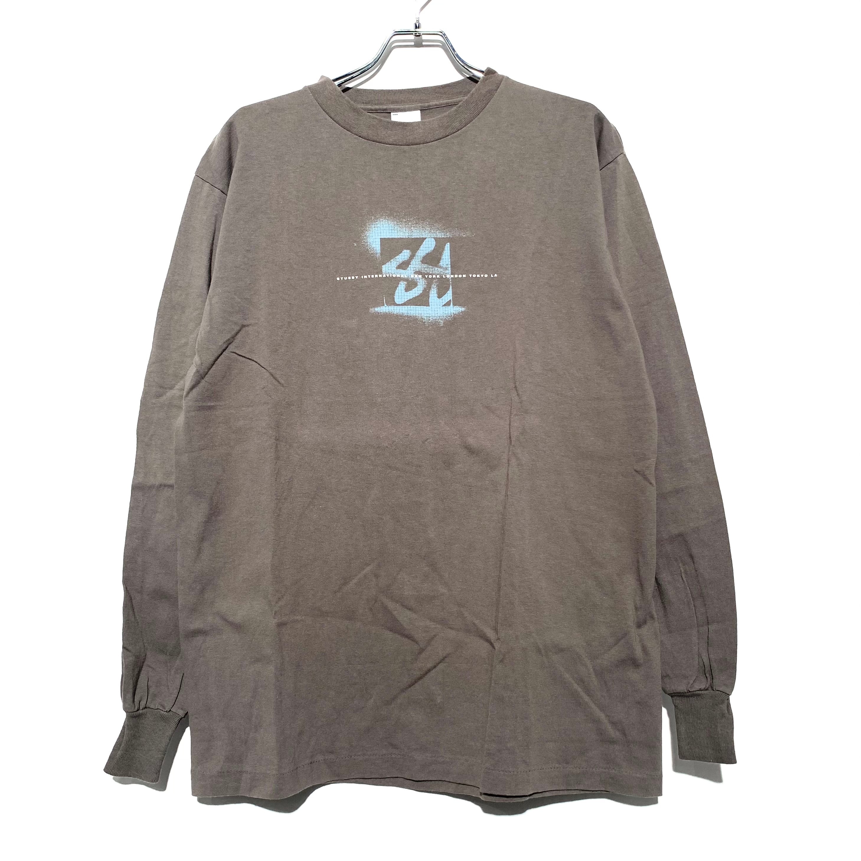 STUSSY INTERNATIONAL LOGO PRINT L/S  TEE Gray