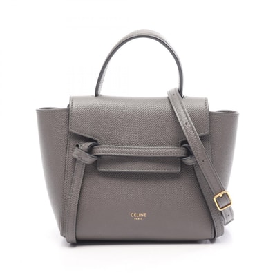 セリーヌ CELINE PICO BELT BAG ピコ ベルトバッグ 2WAY ハンドバッグ バッグ レザー レディース グレー系 194263 【中古】
