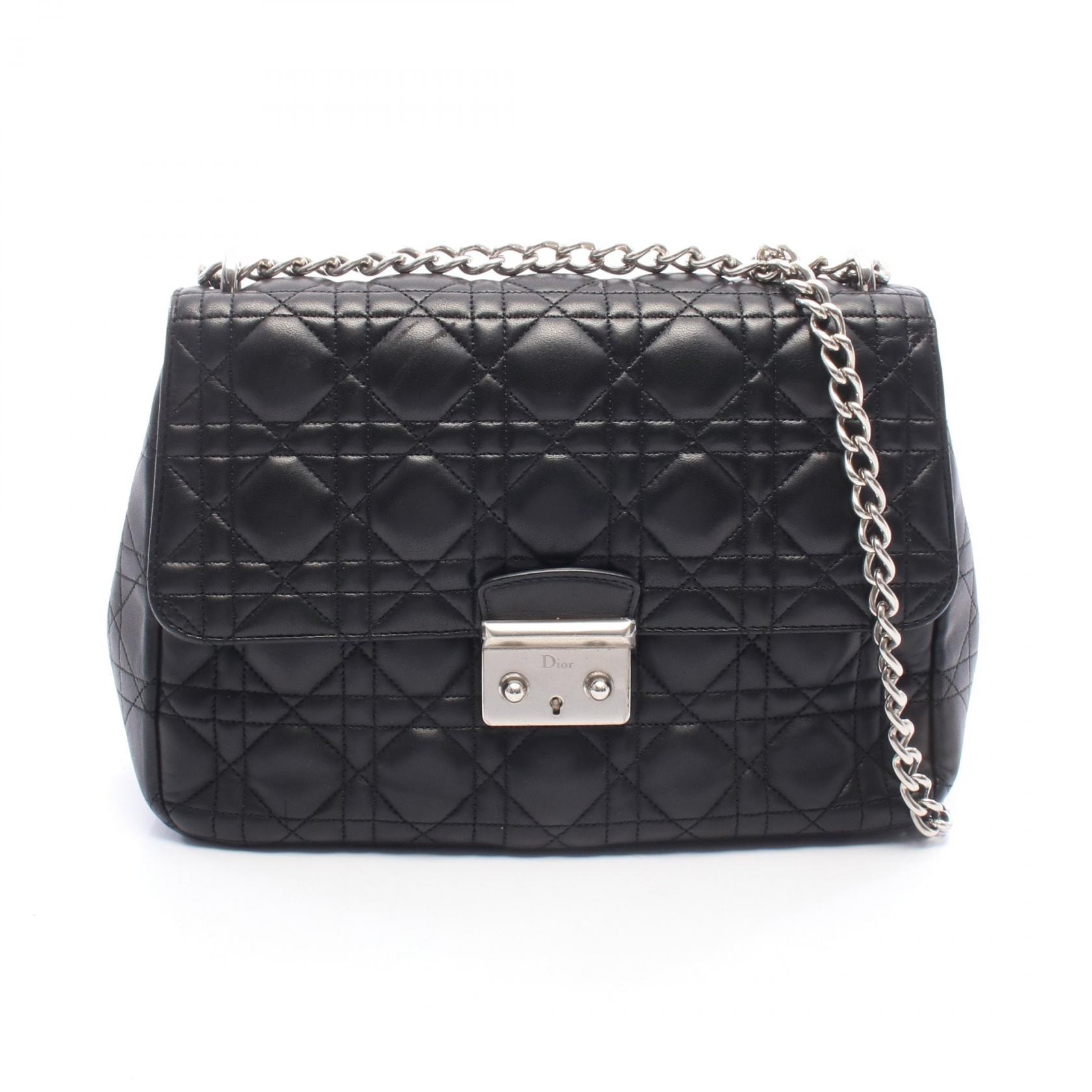 ディオール Dior ミスディオール カナージュ ショルダーバッグ バッグ ラムスキン(羊革) レディース ブラック系 【中古】