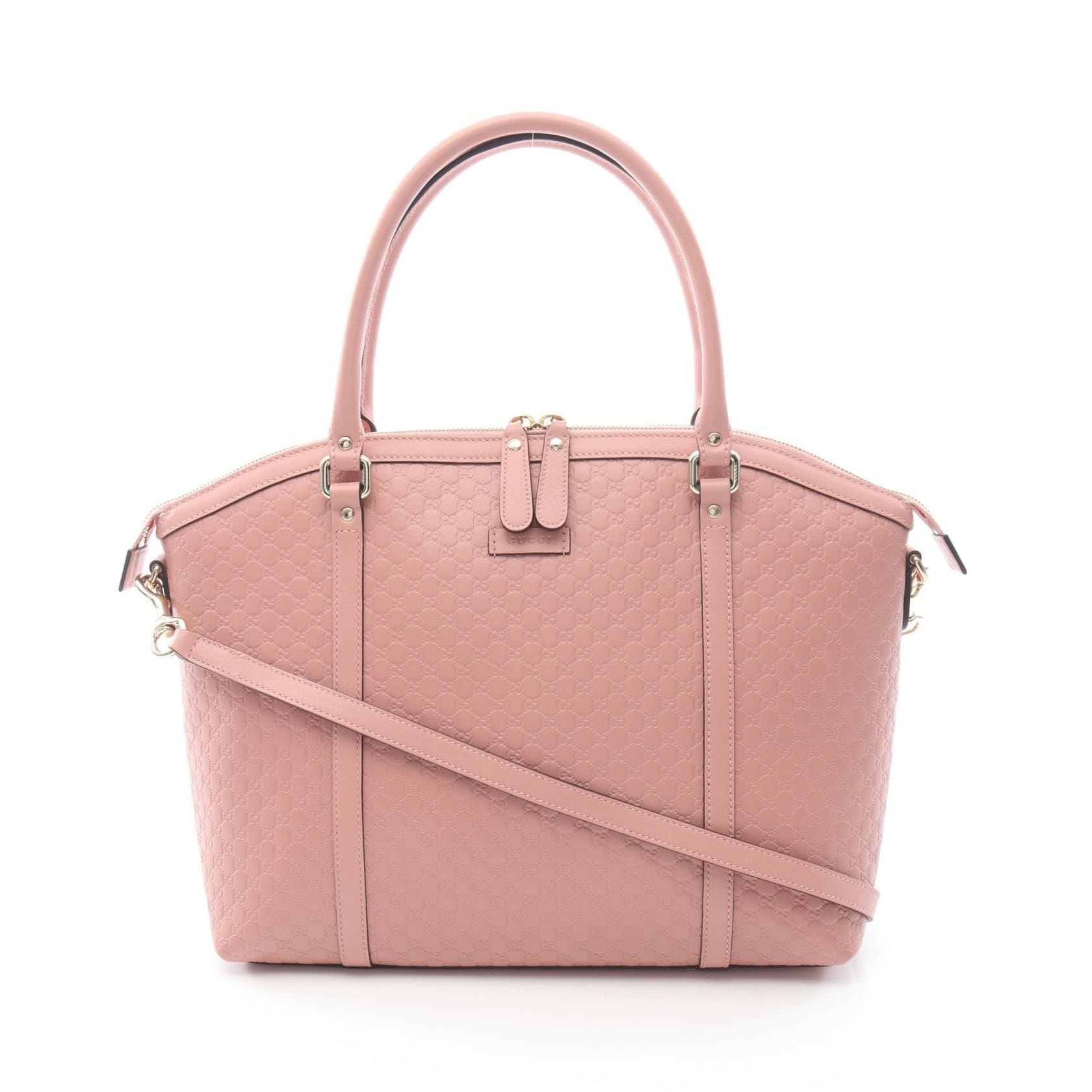 グッチ GUCCI マイクログッチシマ 2WAY トートバッグ バッグ レザー レディース ピンク系 449657 【中古】