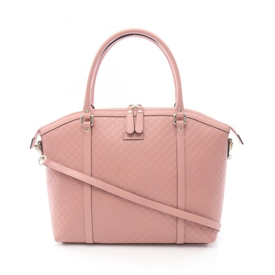 グッチ GUCCI マイクログッチシマ 2WAY トートバッグ バッグ レザー レディース ピンク系 449657 【中古】