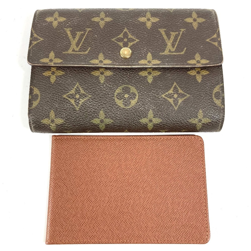 ルイヴィトン LOUIS VUITTON ポルトトレゾールエテュイパピエ M61202 モノグラム 長財布 フラップ 3つ折り財布 モノグラムキャンバス ブラウン