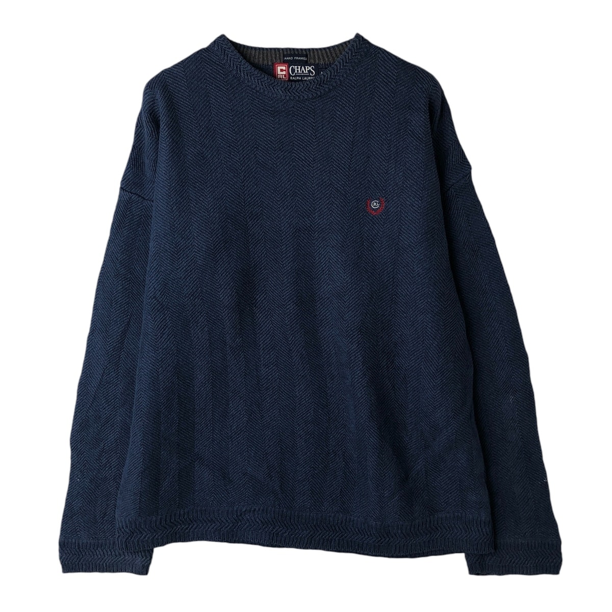 古着 ラルフローレン Ralph Lauren CHAPS チャップス ヘリンボーン コットンニットセーター メンズM相当/eaa608360