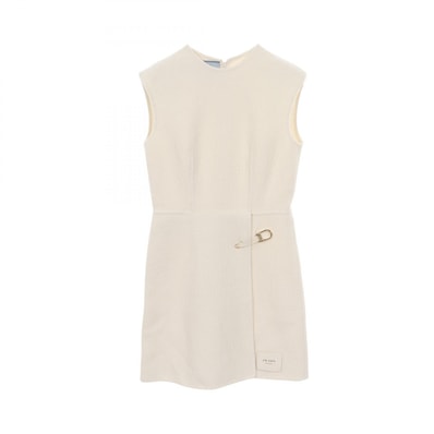 プラダ PRADA ウォッシュドツイルミニドレス ワンピース 衣料品 トップス ウール レディース アイボリー系 P3K49E 【中古】