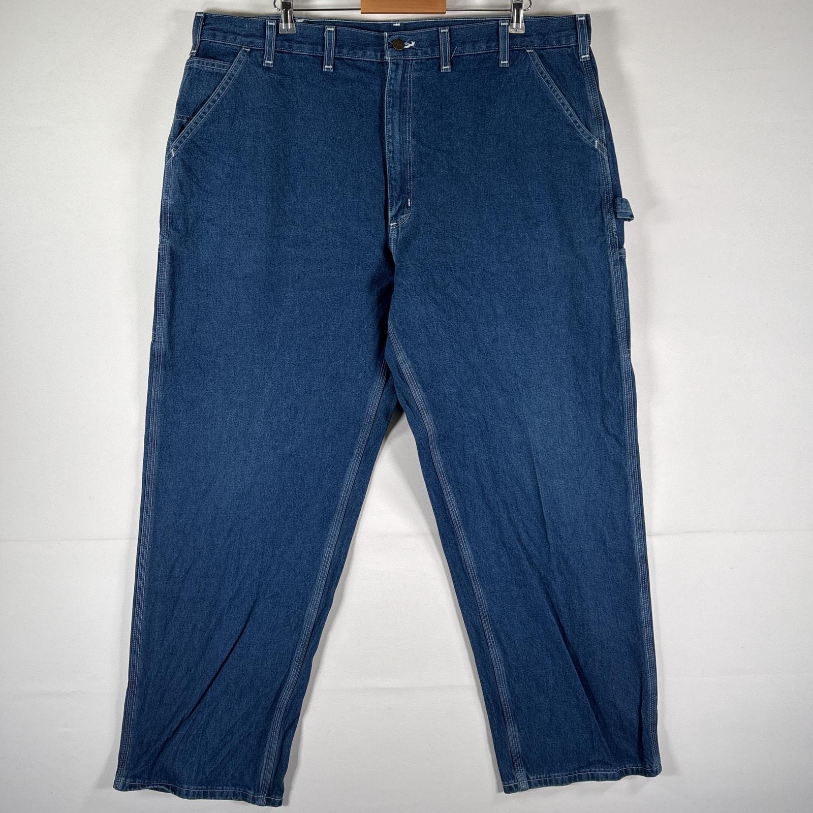 古着 カーハート Carhartt デニムパンツ ブルーデニム ジーパン ジーンズ ペインターパンツ 大きいサイズ ワンポイント w44 L32 ブルー系 メンズ