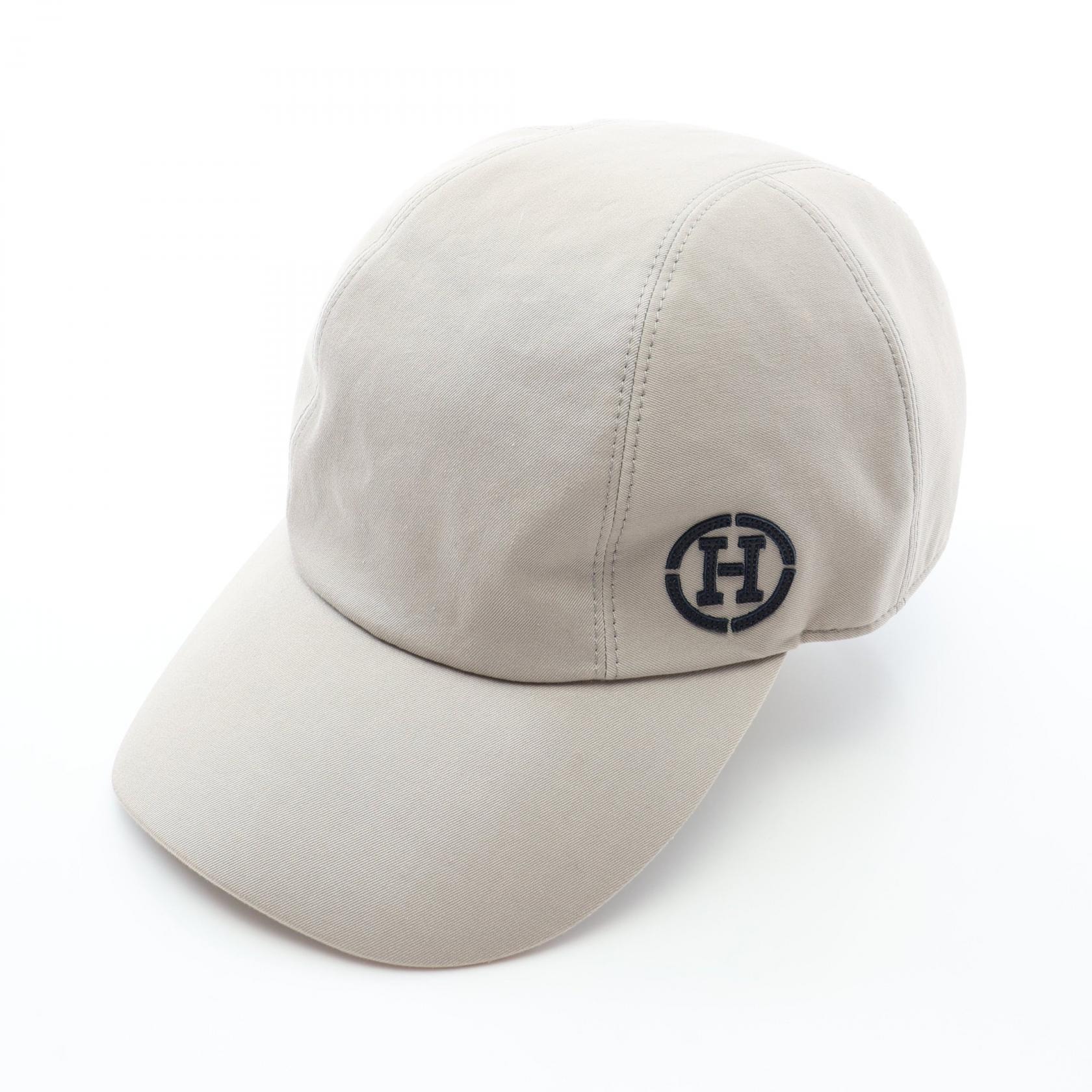 エルメス HERMES マイルH サークル キャップ 帽子 コットン メンズ レディース グレー系 【中古】