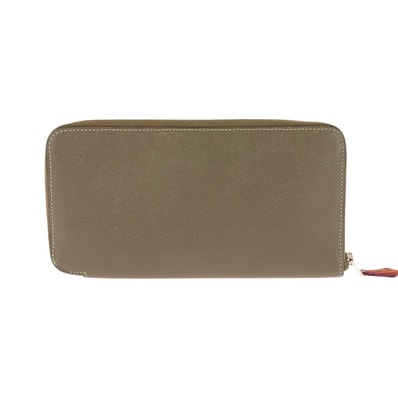 HERMES エルメス アザップ シルクイン エトゥープ グレージュ シルバー金具 ヴォーエプソン シルク/ 長財布 ラウンドファスナー □O刻印 604375 【中古】