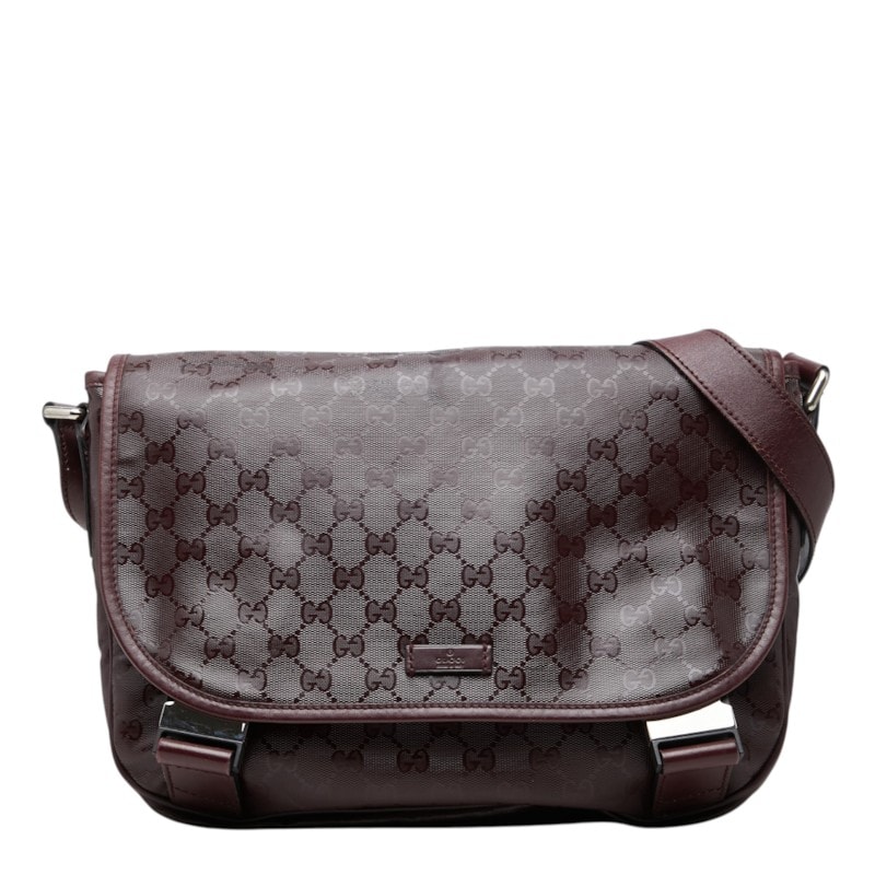 グッチ GGインプリメ 斜め掛け ショルダーバッグ メッセンジャーバッグ 201732 ワインレッド PVC レザー レディース GUCCI 中古